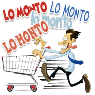 😛 Lo Monto Lo Monto Lo Monto Lo Monto Shopping, Pazzo, Divertente, Cartone animato, Uomo, Alimentari, Carrello telegram sticker