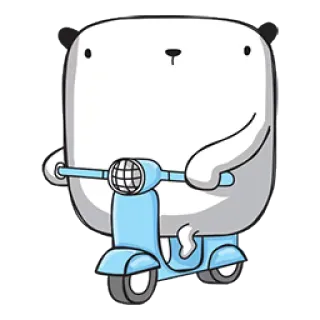 🚴‍♀️ Eisbär, Roller, Cartoon, Tier, Fahrzeug, niedlich, kawaii telegram sticker