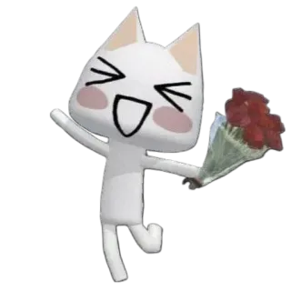 💐 gatto, fiori, carino, cartoni animati, celebrazione, gioioso telegram sticker