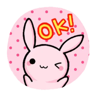 👌 OK! ok, lapin, mignon, rose, animal, dessin animé whatsapp sticker