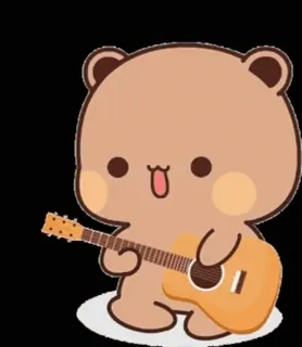 🎸 urso, guitarra, fofo, kawaii, desenho animado telegram sticker
