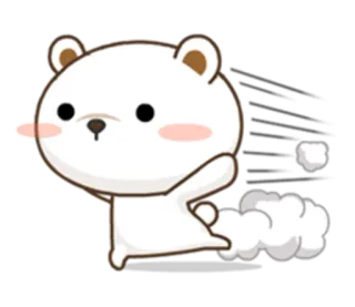 🏃‍♀ Oso, Dibujos animados, Lindo, Animal, Blanco, Animado telegram sticker