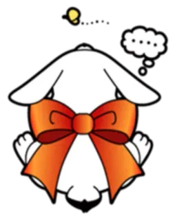 🤔 cartone animato, kawaii, carino, animale, fiocco, pensando telegram sticker