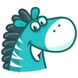 😁 zebra, animal, cartoon, smile, blue, cute whatsapp sticker