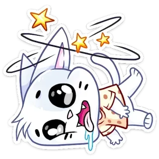 🤤 猫, 漫画, めまい, 星, 疲労困憊, 動物 telegram sticker