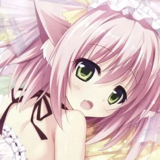 😍 anime, ragazza gatto, capelli rosa, carino, manga, kawaii telegram sticker
