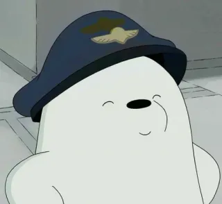 ☺️ Ice Bear We Bare Bears Ice Bear, We Bare Bears, cartoon, bear, pilot hat, cute telegram sticker