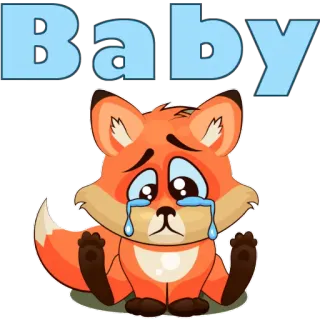 😊 Baby raposa, animal, bebê, desenho animado, fofo, triste, chorando whatsapp sticker