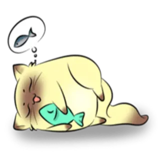 🤔 gato, dormindo, peixe, sonho, fofo, animal telegram sticker