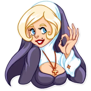👌 nun, sexy, cartoon, blond, woman, religion telegram sticker