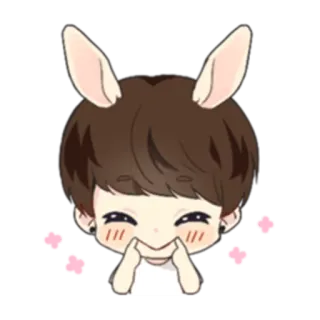 ☺️ dibujos animados, lindo, orejas de conejo, anime, kawaii telegram sticker