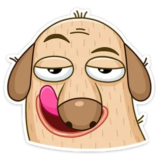 😏 dog, animal, cartoon, licking, funny, cute, emoji telegram sticker