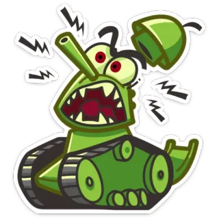 😤 Kartun, Tank, Marah, Militer, Kendaraan, Perang whatsapp sticker