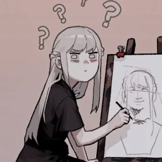 🕯 anime, artist, drawing, question marks, confused, art telegram sticker