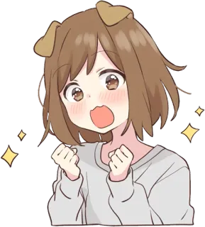 🤩 anime, orejas de perro, dibujos animados, lindo, feliz telegram sticker