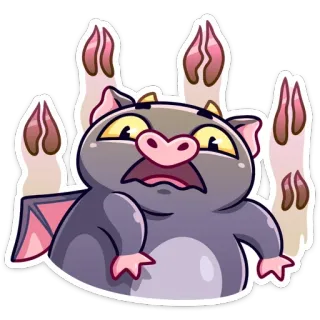 🤢 murciélago, dibujo animado, criatura, monstruo, pegatina, animal telegram sticker