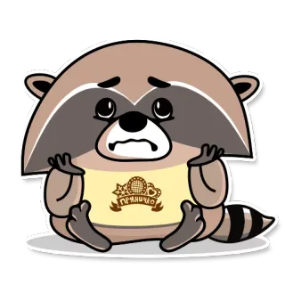 ☹️ ПРИЛИЧКО 너구리, 귀여운, 만화, 동물, 스티커 telegram sticker