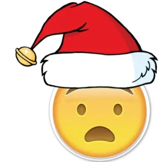 😧 Emoji, Natal, Gorro de Papai Noel, Rosto chocado, Feriado telegram sticker