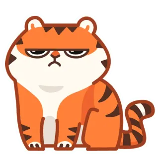 😒 tiger, animal, cartoon, sticker, cute, grumpy telegram sticker