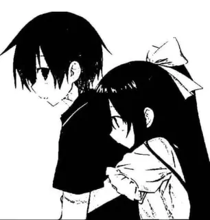 🖤 アニメ, カップル, マンガ, ハグ, 白黒 telegram sticker