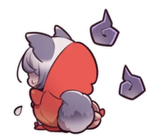 😓 anime, cartoon, cute, chibi, kawaii, sticker, wolf, hoodie telegram sticker