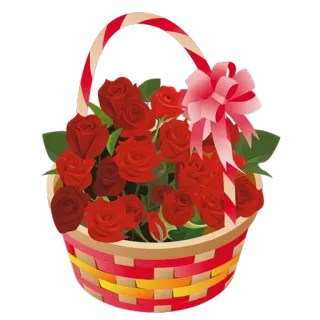 🌹 flowers, roses, basket, red, bouquet, gift, love whatsapp sticker