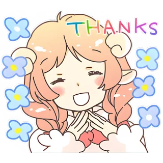 ☺️ THANKS アニメ, ありがとう, 可愛い, 羊, 花 whatsapp sticker