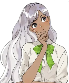 🧐 dziewczyna, kobieta, anime, ilustracja, myślenie, kreskówka telegram sticker