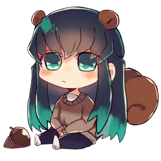 🌀 动漫, Q版, 松鼠, 可爱, 女孩 whatsapp sticker