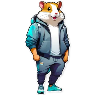 🏃 criceto, cartone animato, animale, antropomorfo, personaggio, carino, felpa con cappuccio, roditore telegram sticker