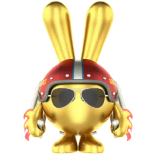 🕶️ กระต่าย, ทอง, หมวกกันน็อค, นักบิน, แว่นกันแดด, เจ็ทแพ็ค telegram sticker