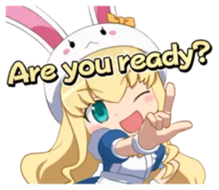 👆 Are you ready? anime girl, cartoon, bunny, are you ready, cute telegram sticker
