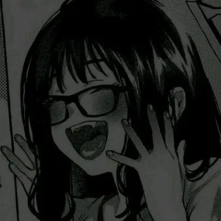 🖤 Anime, Garota, Vampiro, Presas, Óculos telegram sticker