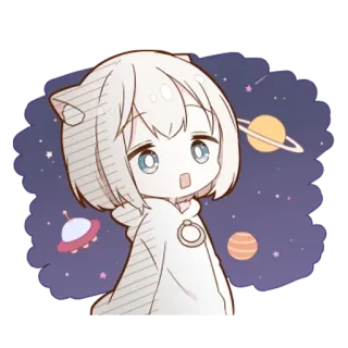 🌌 anime, cartoon, space, cute, kawaii, alien, planets telegram sticker