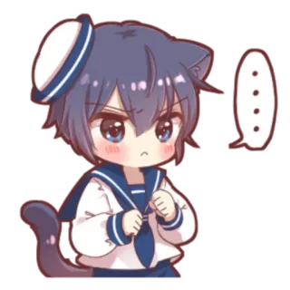 🍓 Anime, Garoto gato, Chibi, Fofo, Uniforme de marinheiro, Envergonhado telegram sticker