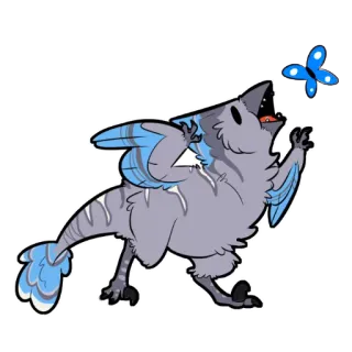🐞 pássaro, borboleta, desenho animado, animal, azul, fofo telegram sticker
