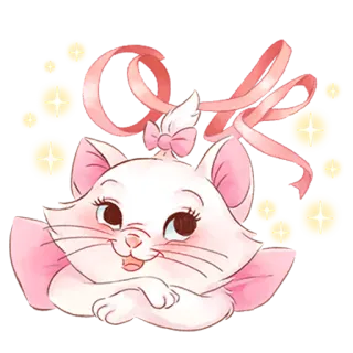 ☺️ Marie The Aristocats Cat gato, dibujos animados, Marie, Disney, lindo, rosa telegram sticker