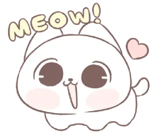 😼 MEOW! gato, fofo, kawaii, animal, miau, coração, gatinho, adesivo whatsapp sticker