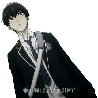 😳 @SHARES DRIFT Anime, Uniforme scolaire, Étudiant, Garçon, Cheveux noirs whatsapp sticker