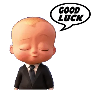 😇 Boss Baby GOOD LUCK Bebé Jefazo, Buena suerte, Dibujos animados, Bebé, Traje telegram sticker