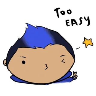 ✌️ Too Easy Dibujo animado, Fácil, Signo de paz, Kawaii, Lindo, Anime whatsapp sticker