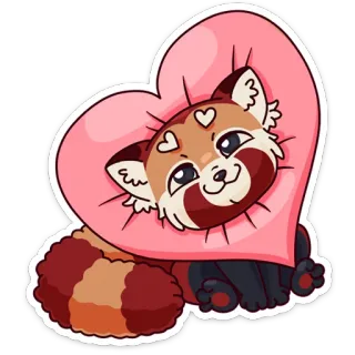 ❤ 레서판다, 동물, 귀여운, 하트, 사랑, 카와이, 스티커 telegram sticker