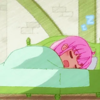😴 zzz 睡觉, 床, 睡眠, 卡通, 粉色头发, 动漫 whatsapp sticker