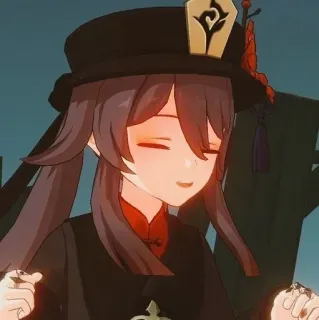 😄 Hu Tao Genshin Impact Anime, Spiel, Hut, Geist, Lächeln, Süß telegram sticker