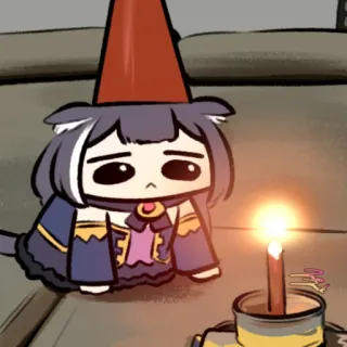 🥺 кот, свеча, грустный, милый, аниме, мультфильм, колпак whatsapp sticker