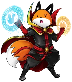 🤨 zorro, mago, magia, fantasía, animal, dibujos animados telegram sticker