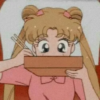 🐰 Sailor Moon อนิเมะ, มังงะ, การ์ตูน, อาหาร, เซเลอร์มูน, กิน, คาวาอิ, น่ารัก telegram sticker