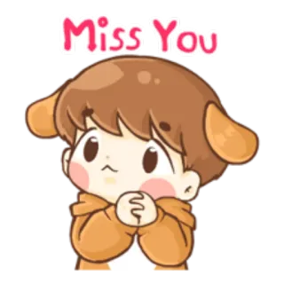 😊 Miss You fofo, saudades, amor, desenho animado, triste, solitário, kawaii telegram sticker
