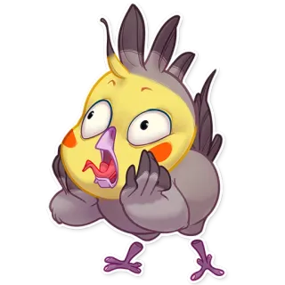 😨 vogel, wellensittich, cartoon, tier, gelb, süß telegram sticker