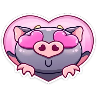 ❤️ murciélago, animal, lindo, corazón, amor, rosa, dibujos animados telegram sticker